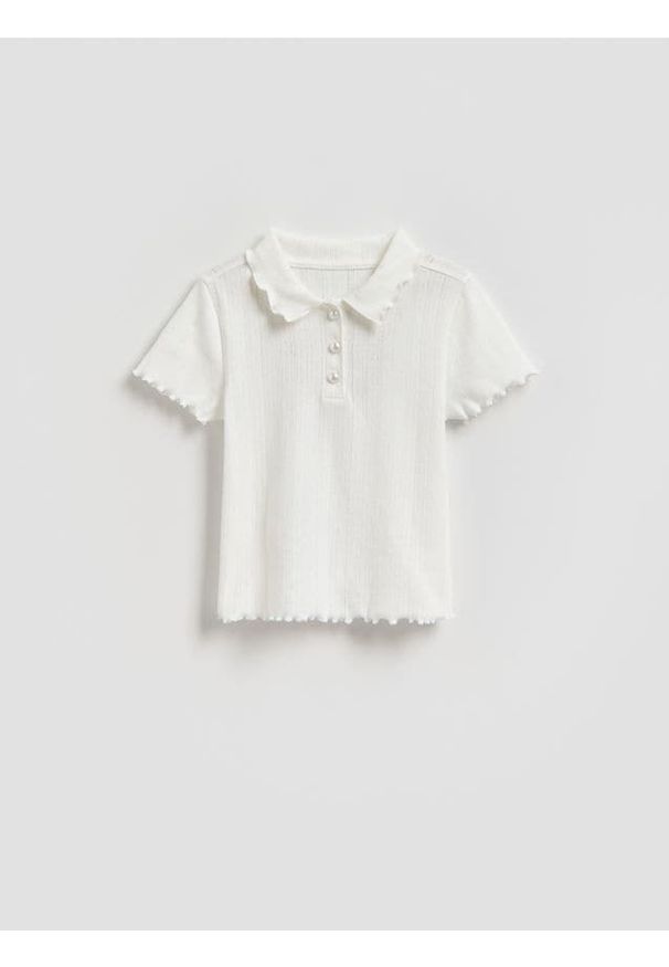 Reserved - Bluzka z ozdobnymi guzikami - złamana biel. Materiał: dzianina