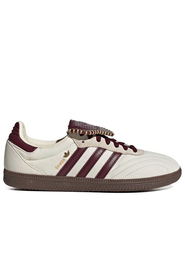 Adidas - Buty damskie adidas Originals Samba Long Tongue IH9045 - beżowe. Okazja: na co dzień. Zapięcie: sznurówki. Kolor: beżowy. Materiał: materiał, syntetyk, guma, skóra. Szerokość cholewki: normalna. Sport: piłka nożna