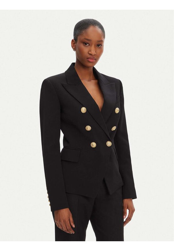 Balmain Marynarka DF1SG008VB00 Czarny Regular Fit. Kolor: czarny. Materiał: wiskoza