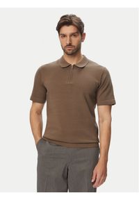 Jack & Jones Polo Milano 12304870 Brązowy jasny Regular Fit. Typ kołnierza: polo. Kolor: brązowy. Materiał: bawełna #1
