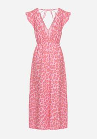 Born2be - Różowa Bawełniana Sukienka Boho Wiązana z Tyłu Brynivia. Okazja: na spacer, na co dzień. Kolor: różowy. Materiał: bawełna. Długość rękawa: krótki rękaw. Typ sukienki: proste. Styl: boho #6