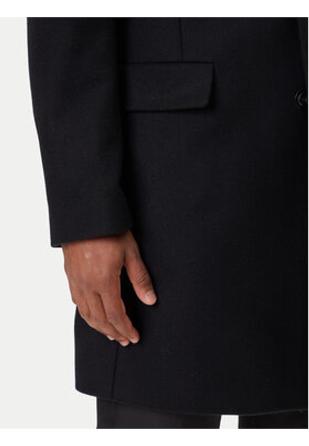 Hugo - HUGO Płaszcz wełniany Migor2541 50546528 Czarny Slim Fit. Kolor: czarny. Materiał: wełna