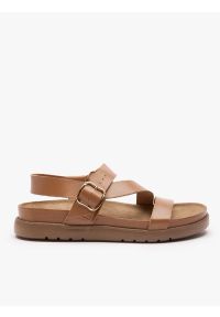 Ryłko - Brązowe sandały ze skóry licowej. Nosek buta: okrągły. Zapięcie: sprzączka. Kolor: brązowy. Materiał: skóra. Sezon: lato. Styl: street, klasyczny, elegancki #1