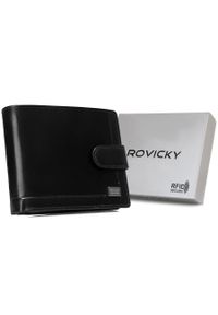 ROVICKY - Portfel skórzany Rovicky CPR-992L-BAR czarny. Kolor: czarny. Materiał: skóra