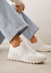 Born2be - Białe Sneakersy Sznurowane Yerotte. Wysokość cholewki: przed kostkę. Kolor: biały. Materiał: materiał. Szerokość cholewki: normalna. Obcas: na płaskiej podeszwie #8