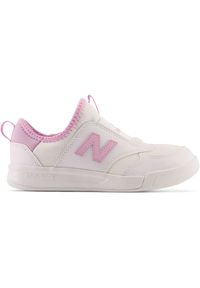 Buty dziecięce New Balance PT300WL1 – białe. Okazja: na co dzień. Kolor: biały. Materiał: guma, materiał, syntetyk. Szerokość cholewki: normalna