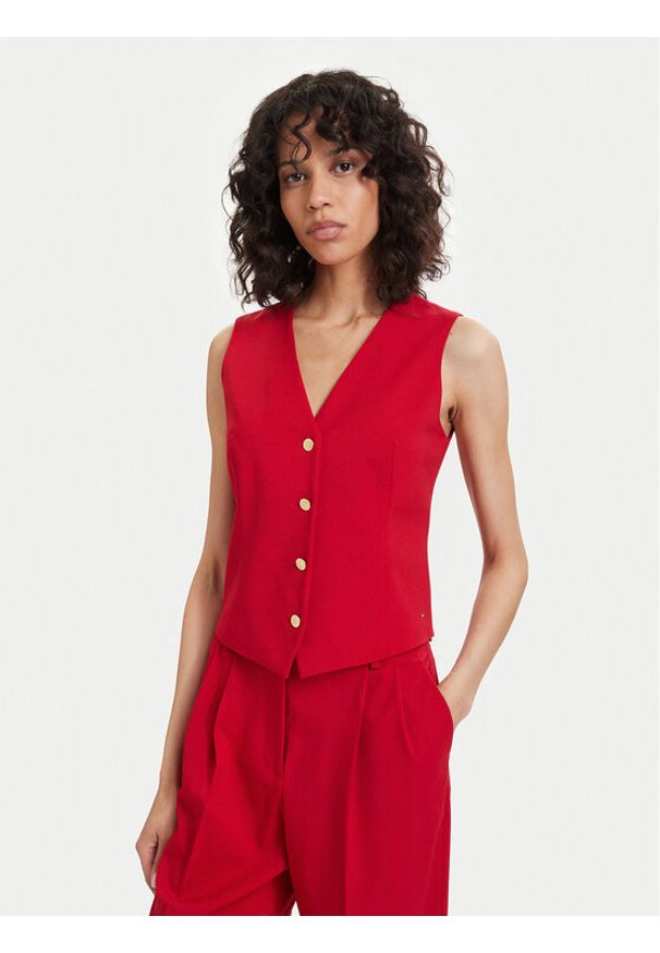 TOMMY HILFIGER - Tommy Hilfiger Kamizelka WW0WW48882 Czerwony Regular Fit. Kolor: czerwony. Materiał: syntetyk