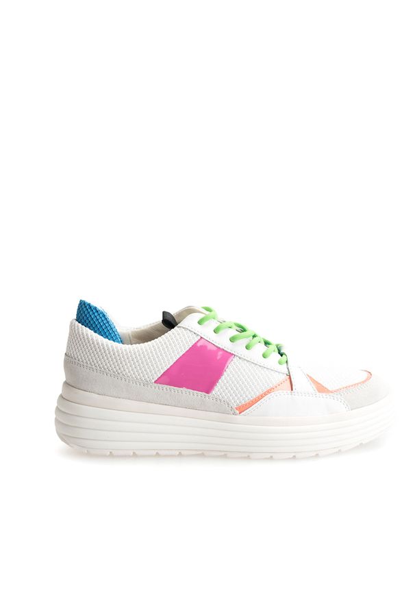 Geox Sneakersy "Phaolae" | D02FDB01402 | Phaolae | Kobieta | Biały. Nosek buta: okrągły. Kolor: biały. Materiał: skóra, tkanina. Wzór: aplikacja