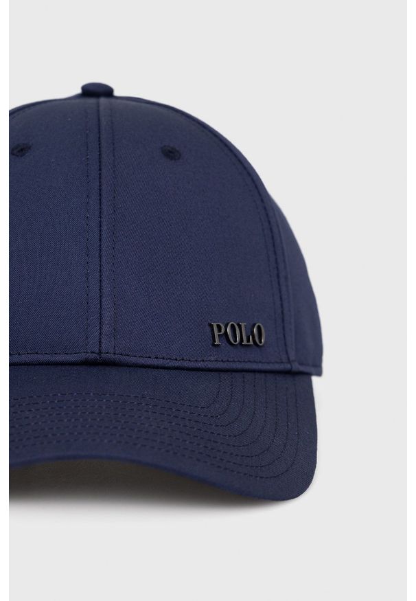 Polo Ralph Lauren czapka kolor granatowy gładka. Kolor: niebieski. Materiał: poliester. Wzór: gładki