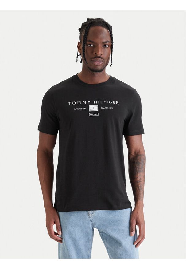 TOMMY HILFIGER - Tommy Hilfiger T-Shirt Brand Love MW0MW42365 Czarny Regular Fit. Kolor: czarny. Materiał: bawełna