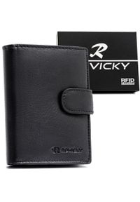 ROVICKY - Czarny portfel męski ze skóry naturalnej mieszczący dowód rejestracyjny i wyposażony w system RFID - Rovicky. Kolor: czarny. Materiał: skóra #1