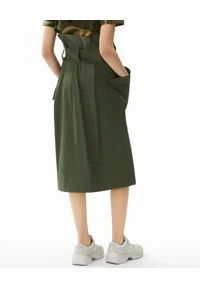 Kenzo - KENZO - Spódnica midi w kolorze khaki. Stan: podwyższony. Kolor: zielony. Materiał: materiał #4