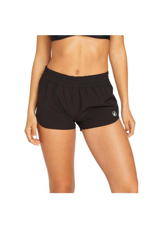 Spodenki turystyczne damskie Volcom Simply Solid. Kolor: czarny. Materiał: poliester, elastan. Sport: turystyka piesza