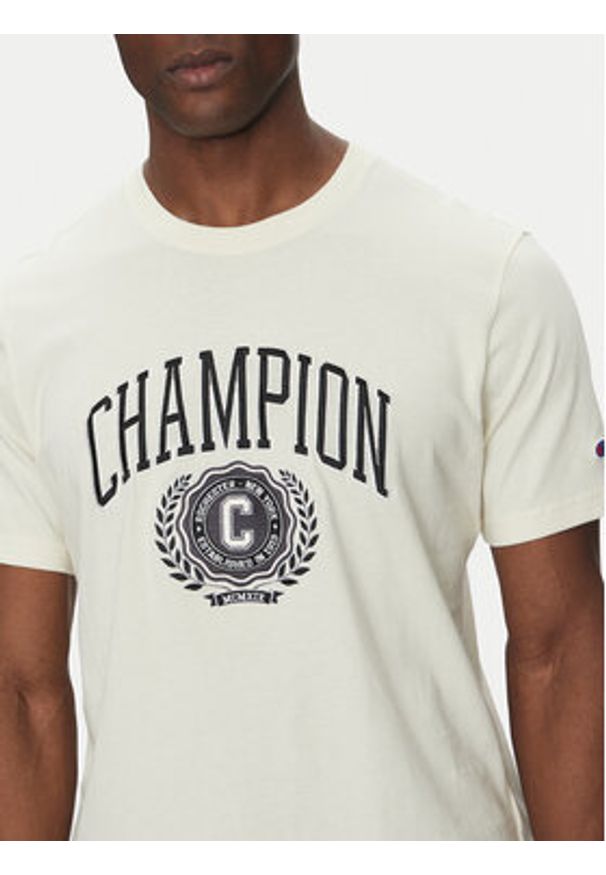 Champion T-Shirt 221174 Écru Regular Fit. Materiał: bawełna