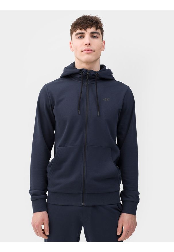 4f - 4F Bluza dresowa rozpinana z kapturem męska S. Okazja: na co dzień. Typ kołnierza: kaptur. Kolor: niebieski. Materiał: dresówka. Styl: casual