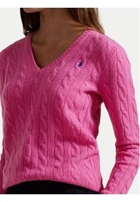 Polo Ralph Lauren Sweter 211971866008 Różowy Slim Fit. Typ kołnierza: polo. Kolor: różowy. Materiał: wełna