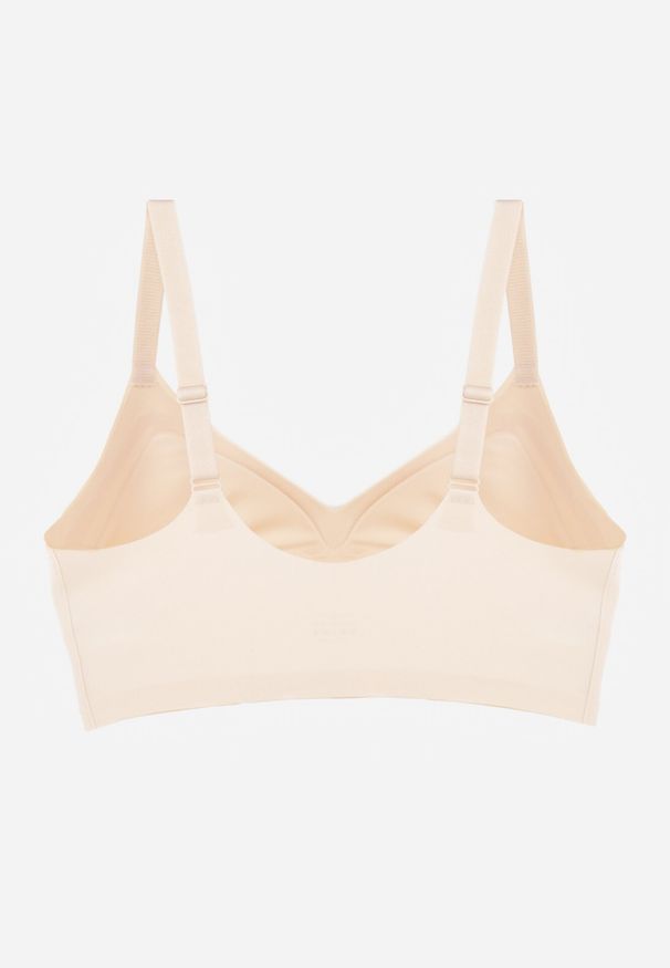 Born2be - Beżowy Biustonosz z Usztywnianymi Miseczkami i Transparentną Wstawką Zeriga. Kolor: beżowy