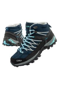 Buty trekkingowe wodoodporne damskie CMP Rigel. Kolor: wielokolorowy, niebieski, czarny. Materiał: skóra. Szerokość cholewki: normalna
