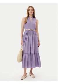 TwinSet - TWINSET Sukienka codzienna 251TT2101 Fioletowy Regular Fit. Okazja: na co dzień. Kolor: fioletowy. Materiał: bawełna. Typ sukienki: proste. Styl: casual #3