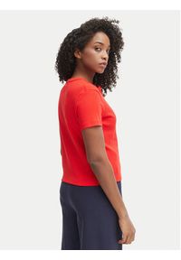TOMMY HILFIGER - Tommy Hilfiger Bluzka WW0WW48709 Czerwony Slim Fit. Kolor: czerwony. Materiał: bawełna #3