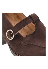 Brązowe Półbuty Armodo Modne Obuwie Damskie Zapinane Na Sprzączkę. Okazja: na co dzień. Zapięcie: sprzączka. Kolor: brązowy. Materiał: zamsz. Sezon: zima, jesień. Obcas: na obcasie. Styl: casual, elegancki. Wysokość obcasa: średni #3