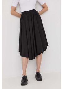 MICHAEL Michael Kors spódnica kolor czarny midi rozkloszowana. Kolor: czarny. Materiał: poliester, bawełna, tkanina