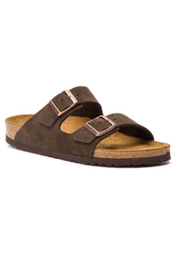 Birkenstock Klapki Arizona zamsz 0951313 Brązowy. Kolor: brązowy. Materiał: zamsz, skóra