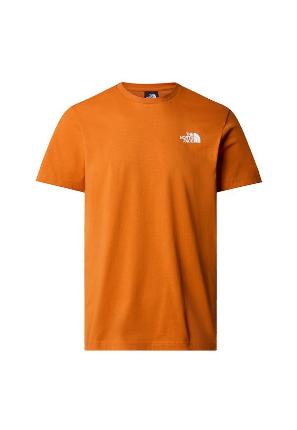 Koszulka The North Face Redbox Celebration 0A87NVPCO1 - pomarańczowa. Kolor: pomarańczowy. Materiał: bawełna, tkanina. Długość rękawa: krótki rękaw. Długość: krótkie