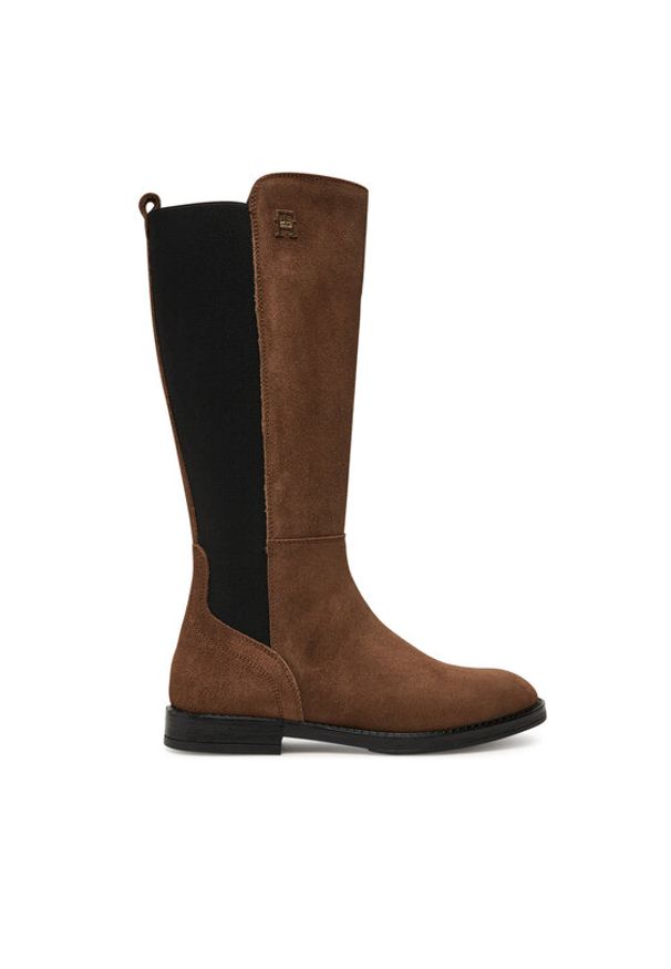 TOMMY HILFIGER - Tommy Hilfiger Kozaki T4A6-34034-1429 Brązowy. Kolor: brązowy. Materiał: zamsz, skóra