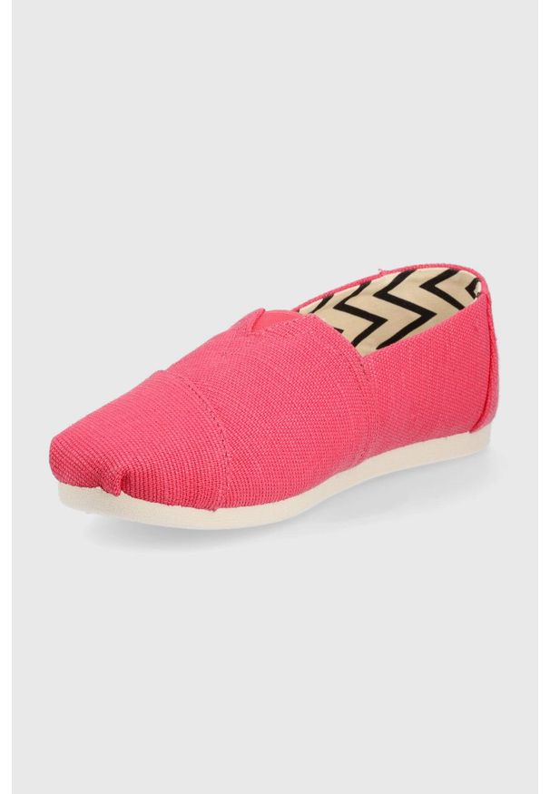 Toms espadryle Alpargata kolor różowy. Nosek buta: okrągły. Kolor: różowy. Materiał: guma, materiał. Wzór: gładki