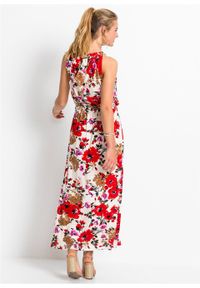 Długa sukienka w kwiaty bonprix kremowo-czerwony w kwiaty. Kolor: beżowy. Wzór: kwiaty. Długość: maxi #3