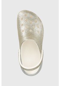 Crocs klapki Clssic Platform Ombre Glitter Clog damskie kolor złoty na platformie 207933. Nosek buta: okrągły. Kolor: złoty. Materiał: materiał. Obcas: na platformie #2