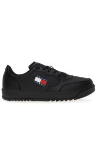 Buty Tommy Jeans Retro Essential EM0EM01397-BDS - czarne. Zapięcie: sznurówki. Kolor: czarny. Materiał: guma, skóra, kauczuk, materiał, syntetyk, poliester. Szerokość cholewki: normalna. Wzór: aplikacja