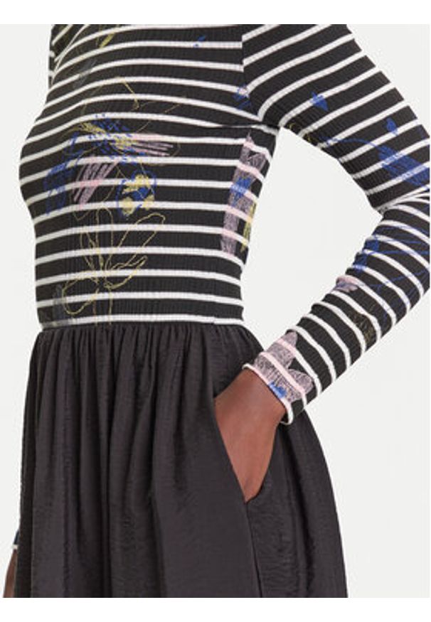 Desigual Sukienka codzienna Raya Hibrida 25WWVW15 Czarny Regular Fit. Okazja: na co dzień. Kolor: czarny. Materiał: syntetyk, wiskoza. Typ sukienki: proste. Styl: casual