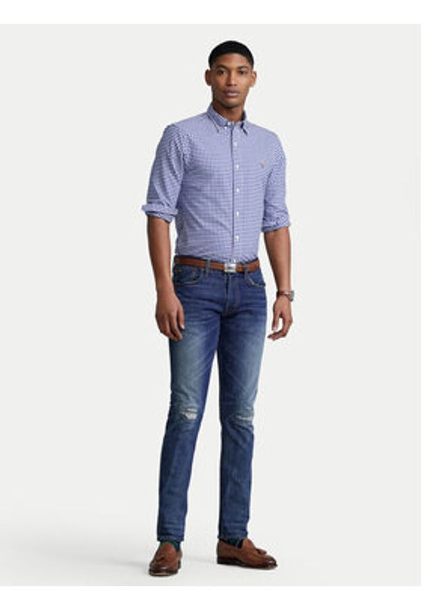 Polo Ralph Lauren Koszula Core Replen 710549084 Niebieski Slim Fit. Typ kołnierza: polo. Kolor: niebieski. Materiał: bawełna