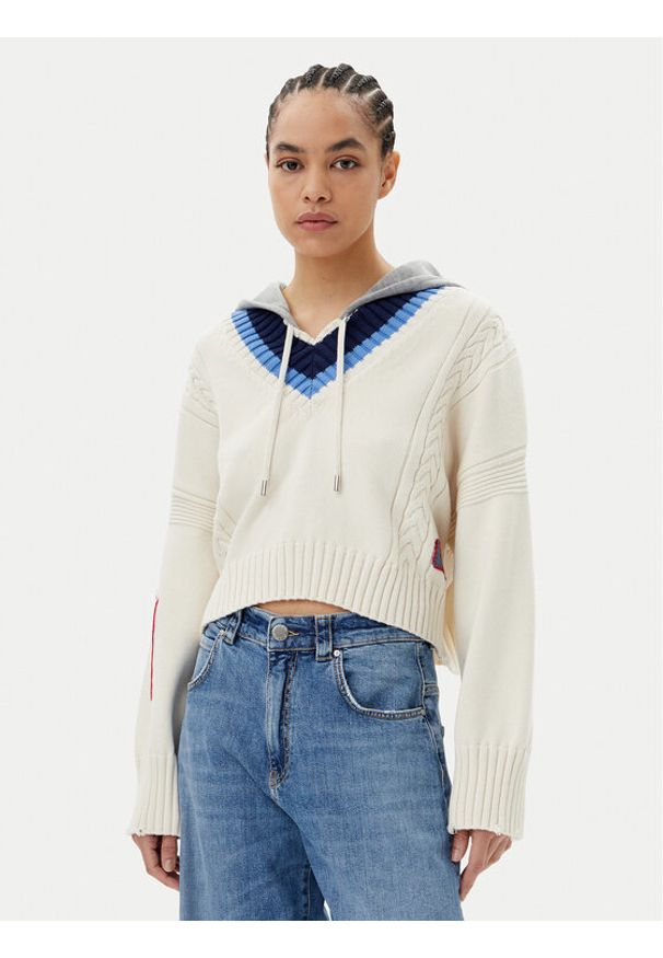 Pinko - PINKO Sweter Breithorn Maglia 104621 Écru Relaxed Fit. Materiał: bawełna