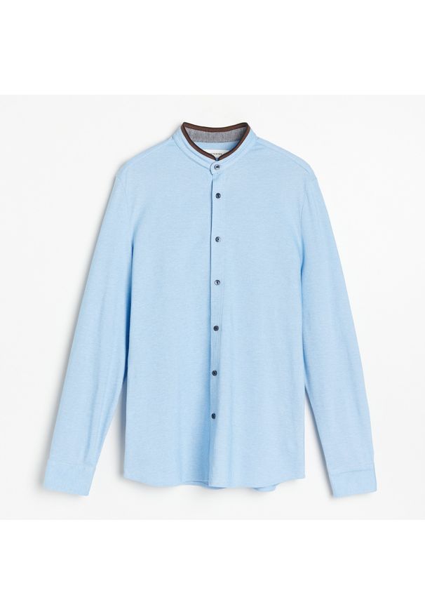 Reserved - Dzianinowa koszula slim fit - Niebieski. Kolor: niebieski. Materiał: dzianina