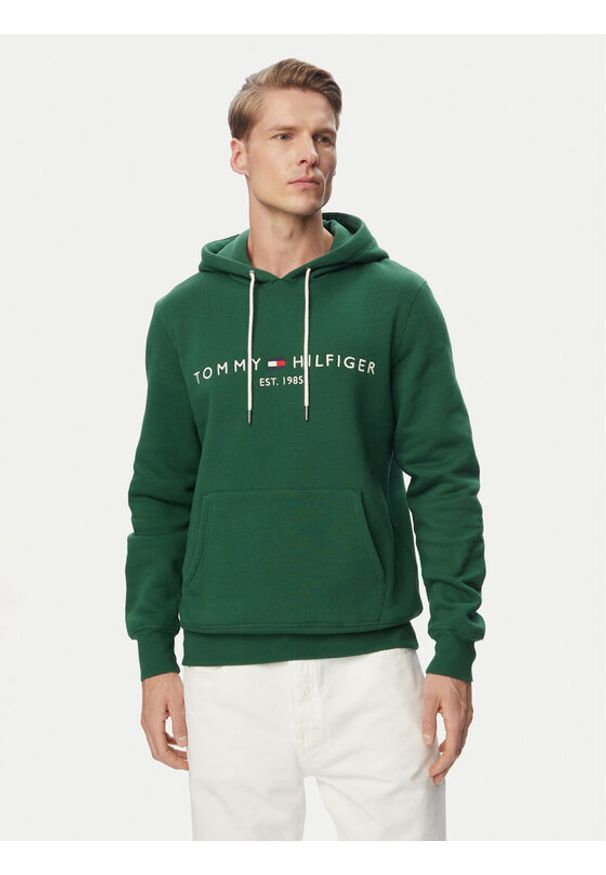 TOMMY HILFIGER - Tommy Hilfiger Bluza Logo MW0MW11599 Zielony ciemny Regular Fit. Kolor: zielony. Materiał: syntetyk