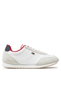 TOMMY HILFIGER - Tommy Hilfiger Sneakersy Flag Heritage Runner FW0FW08077 Biały. Kolor: biały. Materiał: zamsz, skóra