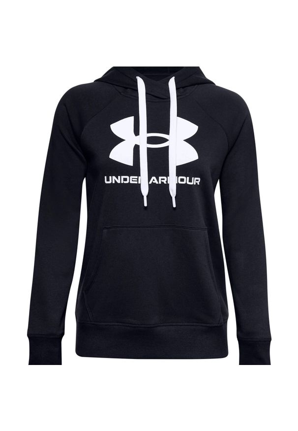 Under Armour Rival Fleece Logo Hoodie, damska bluza. Kolor: czarny, wielokolorowy, biały. Materiał: bawełna, poliester