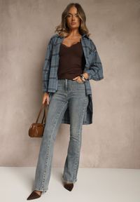 Renee - Niebieskie Jeansy o Fasonie Flare Regular Waist Setava. Okazja: na co dzień. Kolor: niebieski. Styl: casual