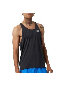 Koszulka New Balance MT21260BK - czarna. Kolor: czarny. Materiał: materiał, poliester. Długość rękawa: bez rękawów. Sezon: lato. Sport: fitness