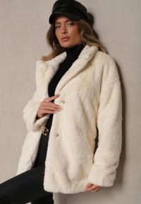 Renee - Kremowa Kurtka Dorima. Kolor: beżowy. Materiał: poliester, skóra, futro. Sezon: zima, jesień. Styl: elegancki