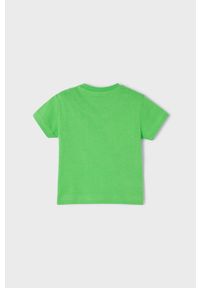 Mayoral T-shirt bawełniany dziecięcy kolor zielony z nadrukiem. Okazja: na co dzień. Kolor: zielony. Materiał: bawełna. Wzór: nadruk. Styl: casual #2
