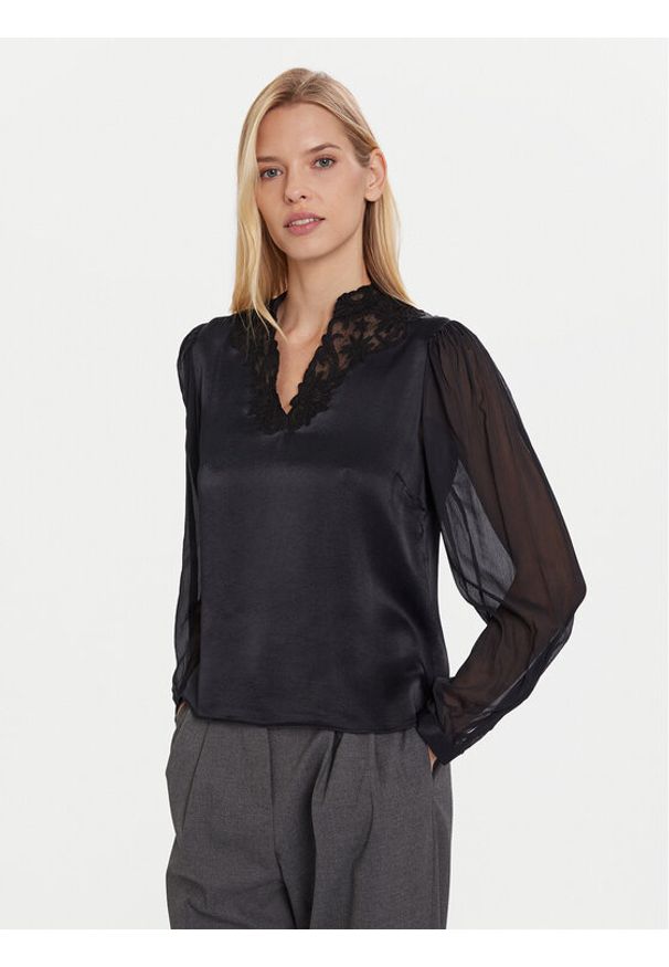 TwinSet - TWINSET Bluzka 252TT2243 Czarny Regular Fit. Kolor: czarny. Materiał: wiskoza