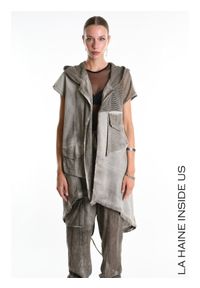 La Haine Inside Us Kamiezelka Unisex | 3B M1273 | Mężczyzna | Brązowy. Okazja: na co dzień. Typ kołnierza: kaptur. Kolor: brązowy. Materiał: bawełna. Długość: długie. Wzór: aplikacja. Styl: casual, elegancki #8