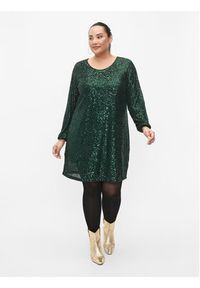 Zizzi Sukienka koktajlowa M59218A Zielony Loose Fit. Kolor: zielony. Materiał: syntetyk. Styl: wizytowy #3