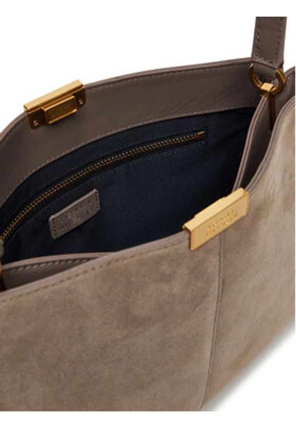TOMMY HILFIGER - Tommy Hilfiger Torebka Casual Leather Shoulder Bag Sued AW0AW18201 Beżowy. Kolor: beżowy. Materiał: skórzane, zamszowe. Styl: casual