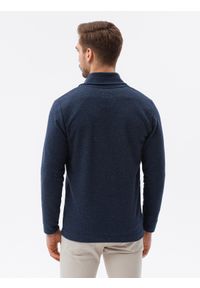 Ombre Clothing - Bluza męska rozpinana - granatowa B1485 - XL. Kolor: niebieski. Materiał: dzianina, poliester, bawełna