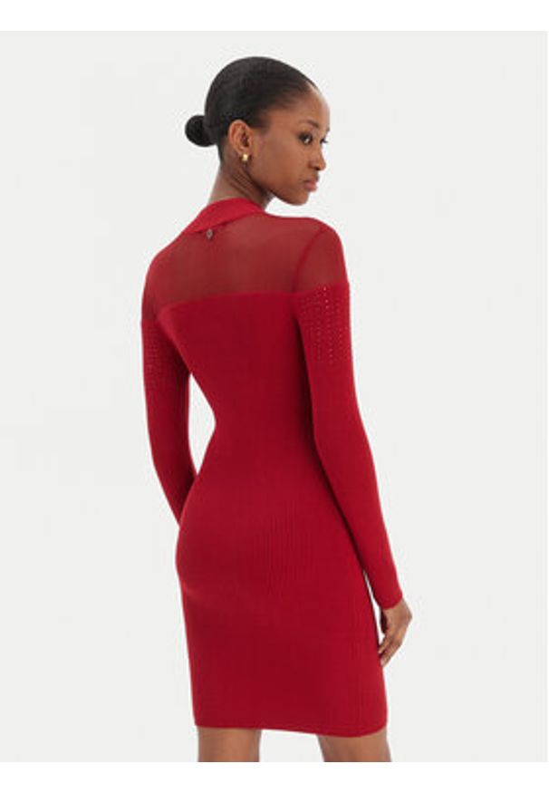 Guess Sukienka dzianinowa W6RK98 Z2YJ2 Czerwony Slim Fit. Kolor: czerwony. Materiał: wiskoza